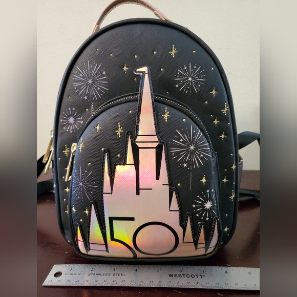 Walt Disney World 50th Anniv Loungefly Large Backpack & Minnie Mouse Stuff - Picture 3 of 16